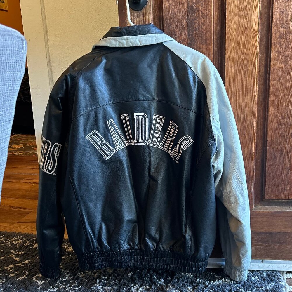 Logo Athletic Oakland Raiders Leather Jacket 90s Vintage
